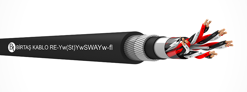 RE-Yw(St)YwSWAYw-fl    90 °C  /  300 V Cu-PVC-OSCR-PVC-SWA-PVC-MT
